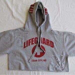 Women's Cropped & Distressed Hoodie Sweatshirt Size Medium